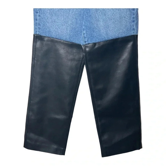 BLANK NYC “THE BAXTER” RIBCAGE STRAIGHT LEG DENIM JEANS W/ FAUX LEATHER‎ SIZE 24 - Picture 8 of 15